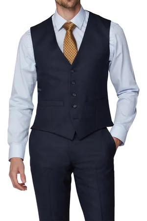 Racing Green Mens Textured Tailored Fit Waistcoat - - Size 42 Regular