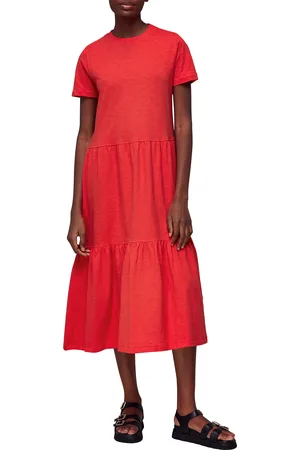 Whistles Womens Tiered Jersey Midi Dress - Cotton - Size 8 UK