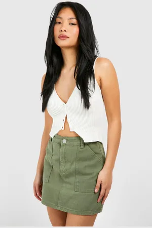 Boohoo Womens Petite Cargo Mini Skirt - Cotton - Size 8 UK