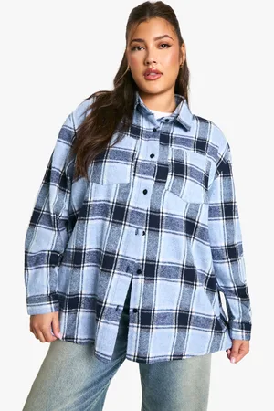 Boohoo Womens PLUS CHECKED OVERSIZED SHIRT - - Size 18 UK