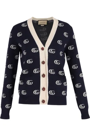 Gucci Pre-owned Womens Double G Cardigan In Jacquard Wool - Size Small