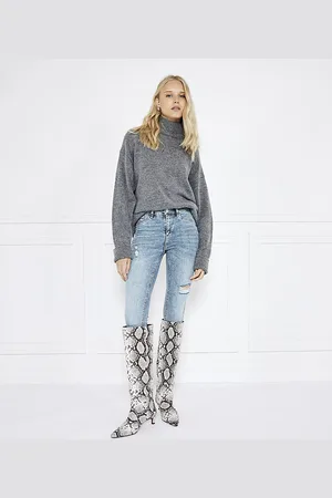 River Island Womens Skinny Ripped Jeans Mid Rise Molly - Size 18 Short