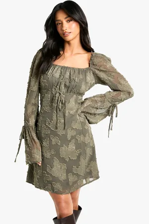 Boohoo Womens Petite Burnout Floral Flare Sleeve Shift Dress - - Size 18 UK
