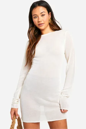 Boohoo Womens Sheer Fine Knit Micro Mini Dress - viscose - Size 10 UK