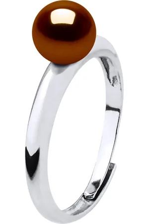 Diadema Womens Rush Ring Adjustable Freshwater Pearl Round 6-7 mm 925 Silver - One Size