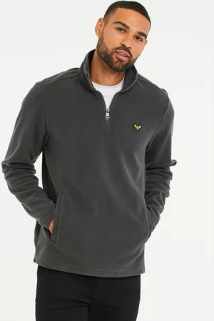 Threadbare Mens Charcoal Quarter Zip Fleece Sweatshirt - - Size X-Large