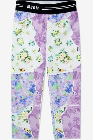 Msgm Girls Floral Leggings in Multicolour - - Size 14Y