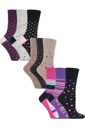 Gentle Grip 9 Pair Multipack Ladies Cotton Crew Non Elastic Socks