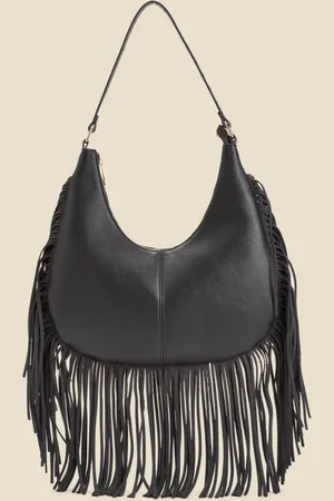 Sosandar Womens Dark Fringe Detail Western Shoulder Bag - One Size