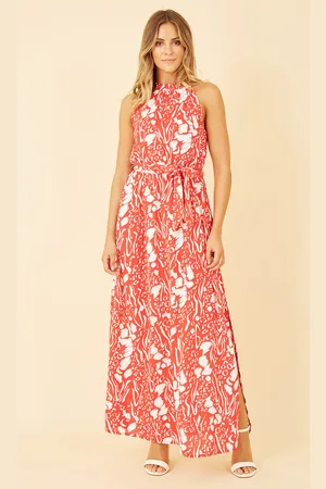 Mela Womens Animal Print Halter Neck Maxi Dress - Size 14 UK