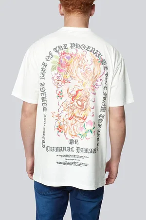 Criminal Damage Mens T-Shirt Graphic Black Fenix Tee - - Size X-Large