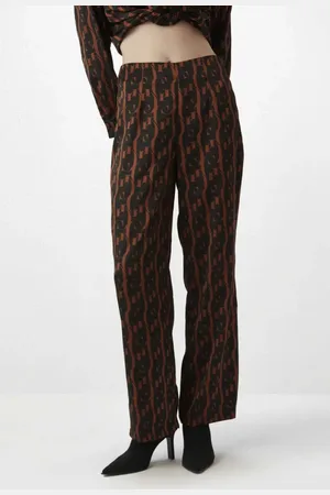 Gusto Womens Monogram Print Satin Trousers in - Size Small