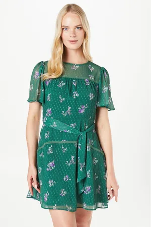 Oasis Womens Floral Dobby Lace Insert Mini Dress - - Size 8 UK