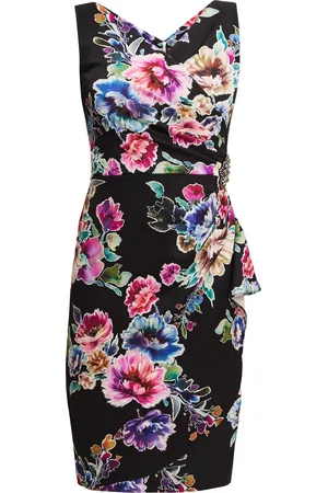 Gina Bacconi Womens Nydia Printed Sheath Dress With Beaded Trim - - Size 10 UK