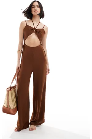 The Frolic Womens tahiti ring tie detail beach jumpsuit in dark - Size 10 UK