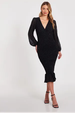 Quiz Womens Chiffon Diamante Midi Dress - Size 8 UK