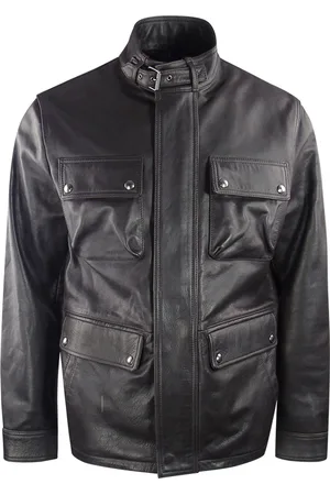 Belstaff Mens Dark Grant Leather Jacket - Size Medium