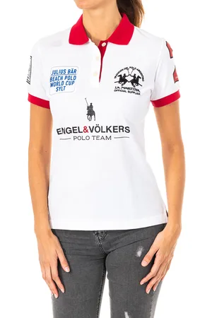 La Martina Womens short-sleeved polo shirt with lapel collar 2WPG75 - Cotton - Size X-Large