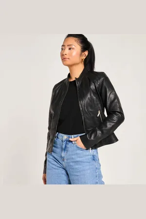 Barneys Originals Womens Real Leather Moto Biker Jacket - - Size 8 UK