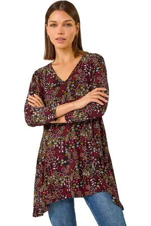 Roman Womens Disty Circle Print V-Neck Tunic - - Size 14 UK