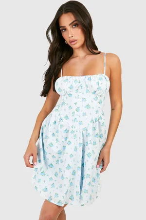 Boohoo Womens Petite Ditsy Floral Strappy Milkmaid Mini Dress - - Size 12 UK