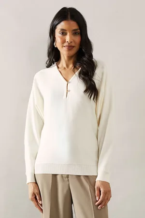 wallis Womens Fine Gauge Button Front V Neck Knitted Top - viscose - Size X-Large