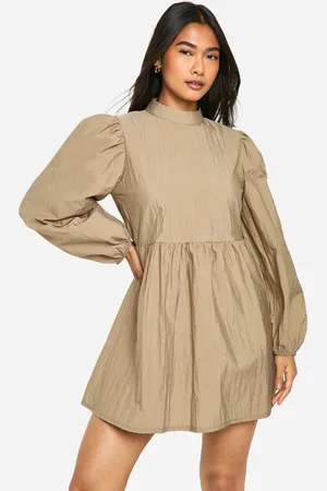 Boohoo Womens Nylon Puff Sleeve Smock Dress - - Size 14 UK