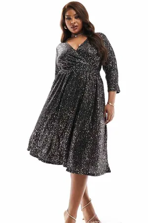 ONLY Womens wrap midi dress in and gold - Size X-Large