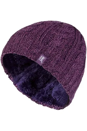 Heat Holders Womens Thermal Fleece Lined Cable Knit Winter Hat - - One Size
