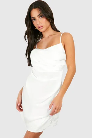 Boohoo Womens Petite Satin Draped Mini Slip Dress - - Size 12 UK