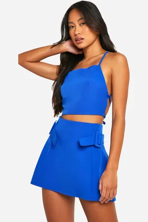 Boohoo Womens Woven Double Buckle Detail Micro Mini Skirt - - Size 14 UK