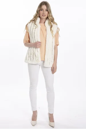 Jayley Womens Faux Fur Suede Vertical Stripe Gilet - - One Size