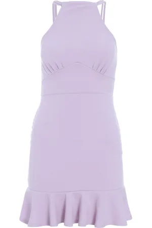 Quiz Womens Petite Bodycon Frill Hem Mini Dress - Size 12 UK