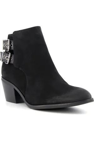 Dune Womens Ladies PINNA Low Heel Buckle Detail Ankle Boots - Suede - Size UK 3