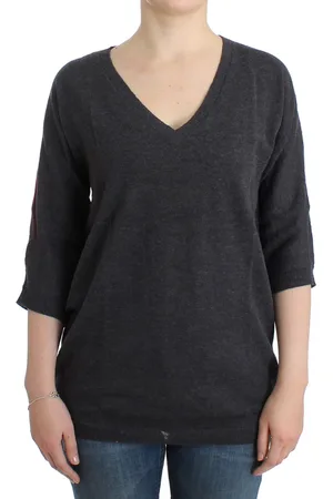 Costume National Womens Short Sleeved Lightweight V-Neck Sweater - - Size Medium
