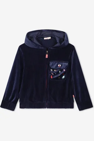 Billieblush Girls Velour Zip Up Top in Navy - - Size 4Y