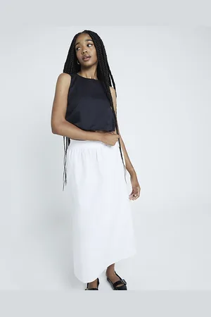 River Island Womens Maxi Skirt Cotton Poplin - Size 6 UK