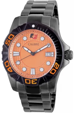 Calibre Mens Akron Swiss Made Movement Watch Stainless Steel Strap Orange Dial - One Size