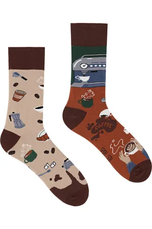 Spox Sox Unisex - Mens & Ladies Mismatched Novelty Odd Socks - Coffee - Cotton - Size UK 4-6.5