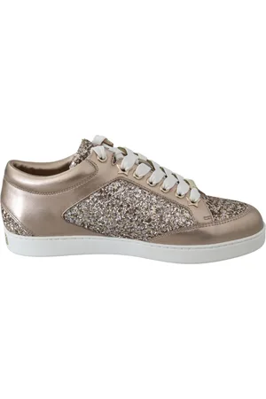 Jimmy Choo WoMens Ballet Pink Leather Miami Sneakers - - Size 34.5 EU/IT