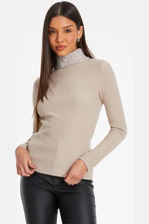 Quiz Womens Diamante Turtle Neck Jumper material_viscose - Size Medium