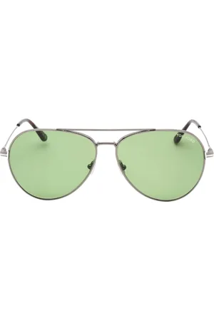 Tom Ford Mens Green Lens Shiny Gunmetal Sunglasses - One Size