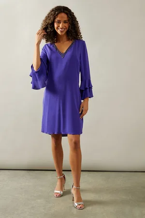 wallis Womens Occasion Embellished Ruffle Shift Dress - - Size 14 UK