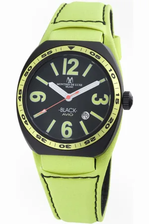 Montres De Luxe : mens avio black watch - Leather - One Size