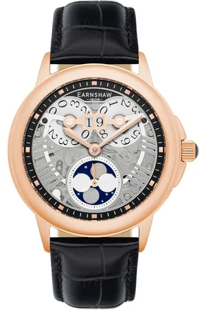 THOMAS EARNSHAW Mens Alfred Waterhouse Grand Date Moon Phase Automatic Watch - Leather - One Size