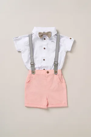 Little Gent Baby Bodysuit Shirt, Shorts and Braces Outfit Set - - Size 24M