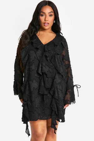 Boohoo Womens Plus Burnout Floral Ruffle Shift Dress - - Size 16 UK