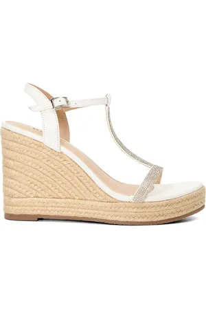Dune Womens Ladies Kitten - Diamante Wedge Sandals - Leather (archived) - Size UK 8