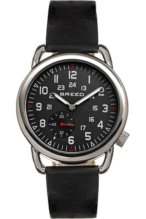 Breed Mens Regulator Leather-Band Watch w/Second Sub-dial - Stainless Steel - One Size