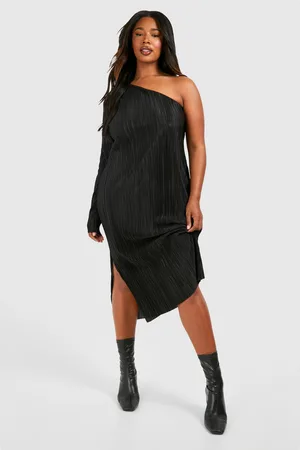 Boohoo Womens Plus Plisse Off Shoulder Split Midi Dress - - Size 28 UK